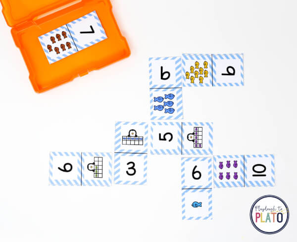 Penguin Number Dominoes Math game For Preschoolers