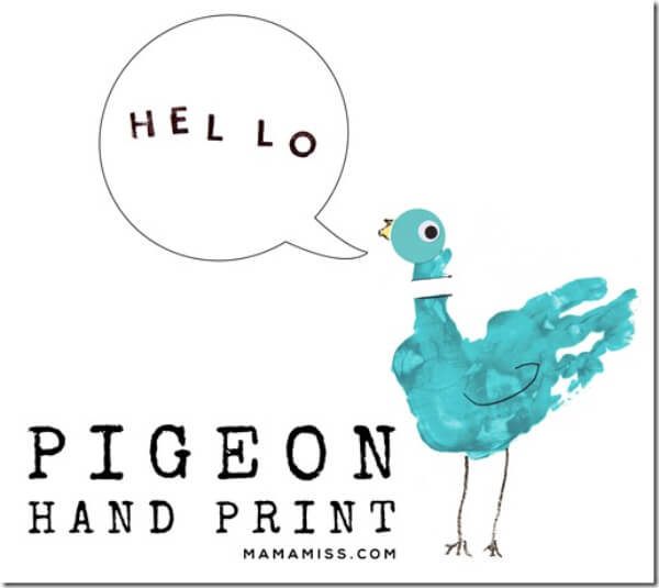 Pigeon Handprint Painting Craft Ideas For kids