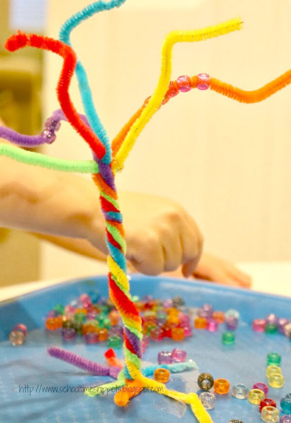 Pipe Cleaner Crafts & Learning Activities DIY Pipe Cleaner Rainbow Tree Craft For Kids
