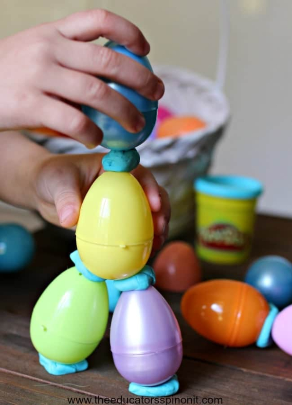 Fun Activities with Plastic Easter Eggs Plastic Egg Tower Game Activities  For Kids