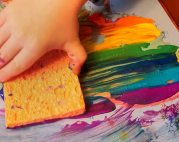 Rainbow Painting Art With Sponge For 2 Year Olds