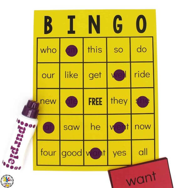 Sight Word Bingo Game Activity For Kindergarten Reading Fluency Activities for Kids