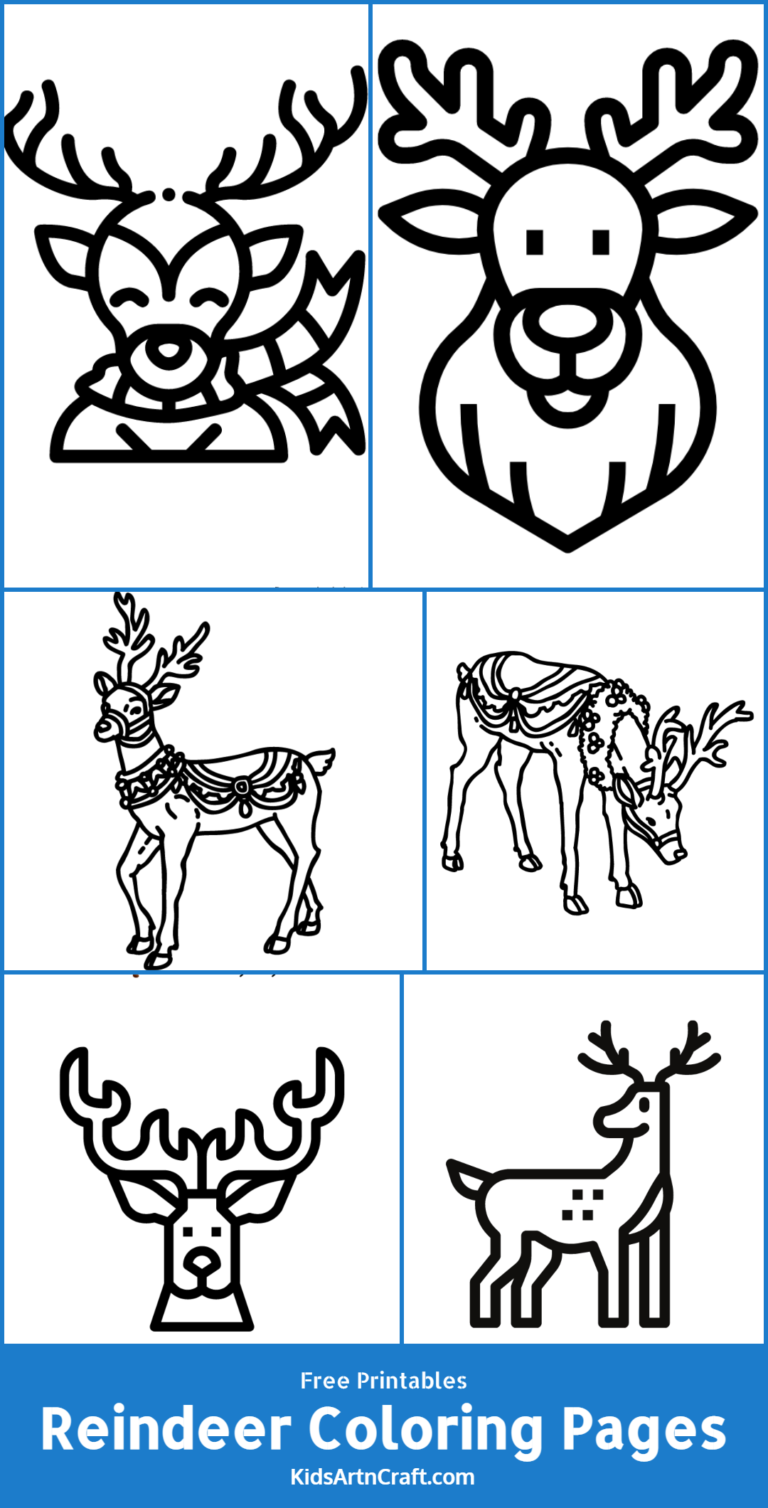 Reindeer Coloring Pages For Kids – Free Printables - Kids Art & Craft