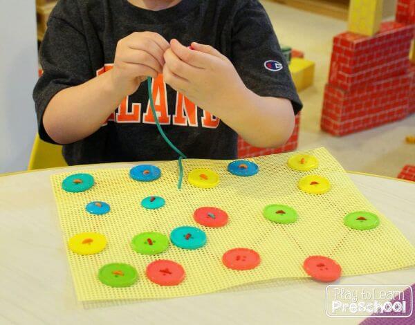 dun Sewing Buttons Fine Motor Practice activities For Preschool