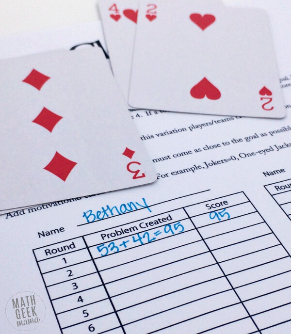 Simple 2-Digit Addition Card Game