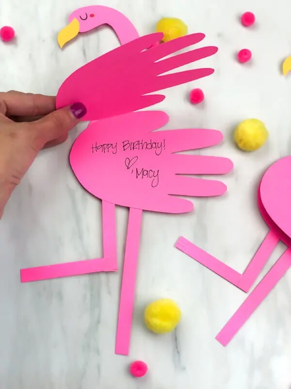 Simple Handprint Flamingo Card Ideas Easy First Grade Art Projects
