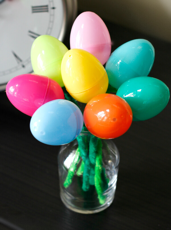 Simple Plastic Easter Egg Flower Activity For Kids