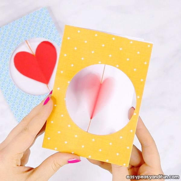 Valentine's Day Crafts For Kids Simple Spinning Heart Valentines Day Card