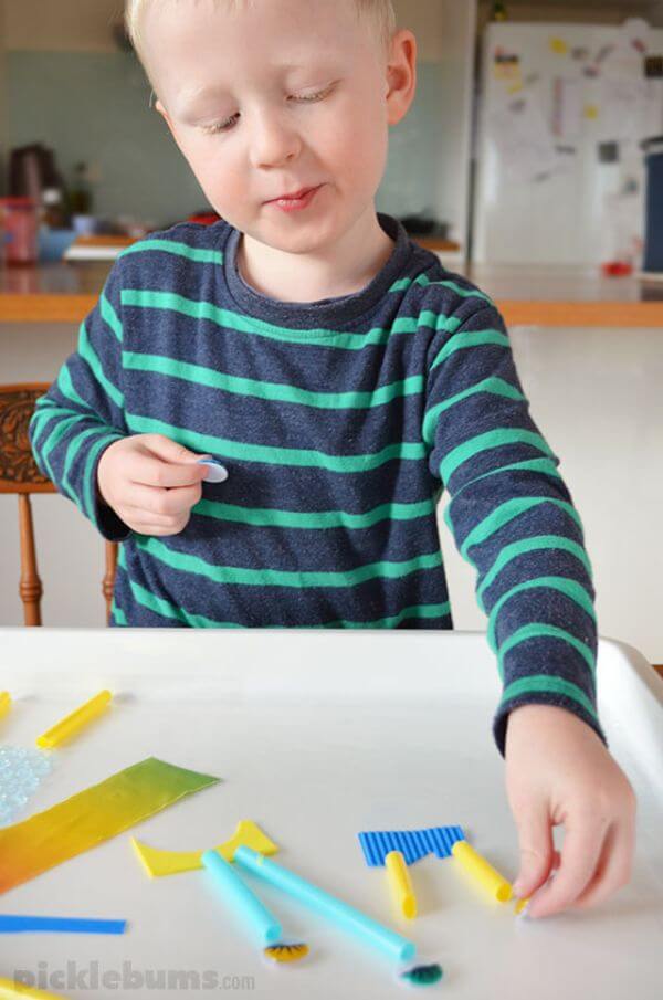 Simple Sticky Cutting Tray Activity For Kids
