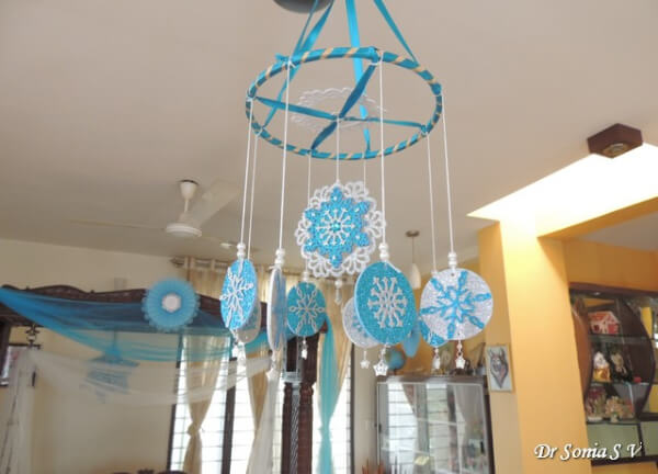 DIY Snowflake Mobile Craft Project For Kids