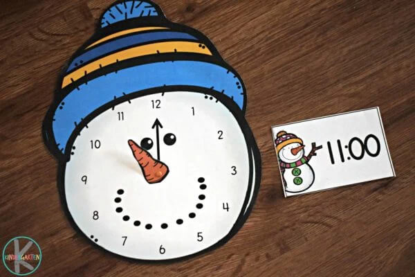 Snowman Telling Time Printable Clock 