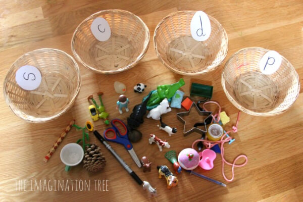 Sorting Baskets Phonics Activity For Preschoolers
