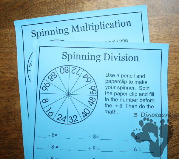 Spinning Printable Division Math Game  