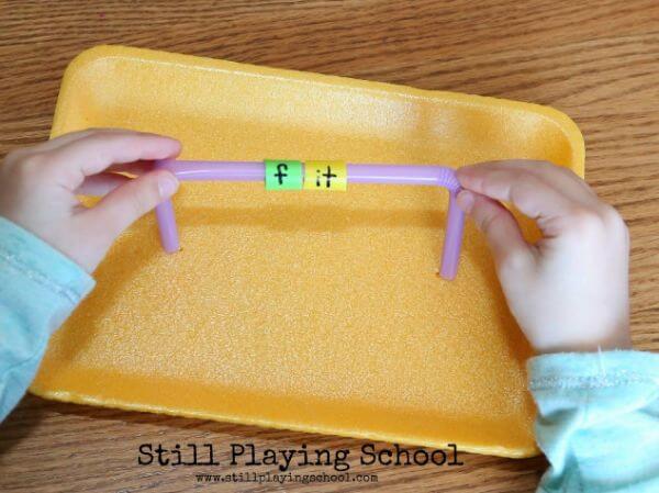 Spinning Straw Spellers Activity For Preschool & kindergaten