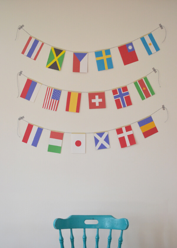 Summer Olympics Art And Craft Activities for Kids (2023) - Summer Olympic Flag Garland Activity