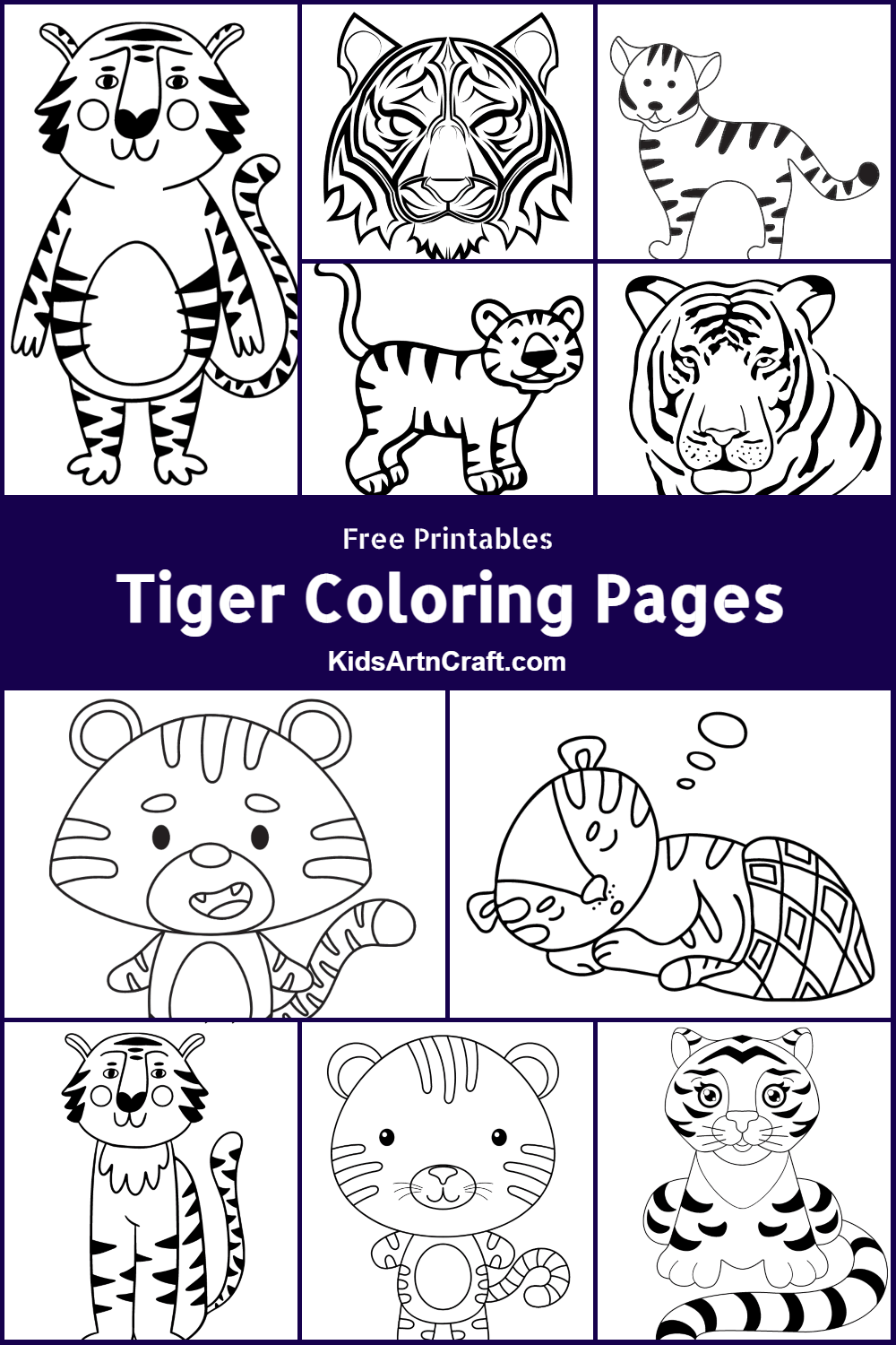 Tiger Coloring Pages for Kids - Free Printables - Kids Art &amp; Craft