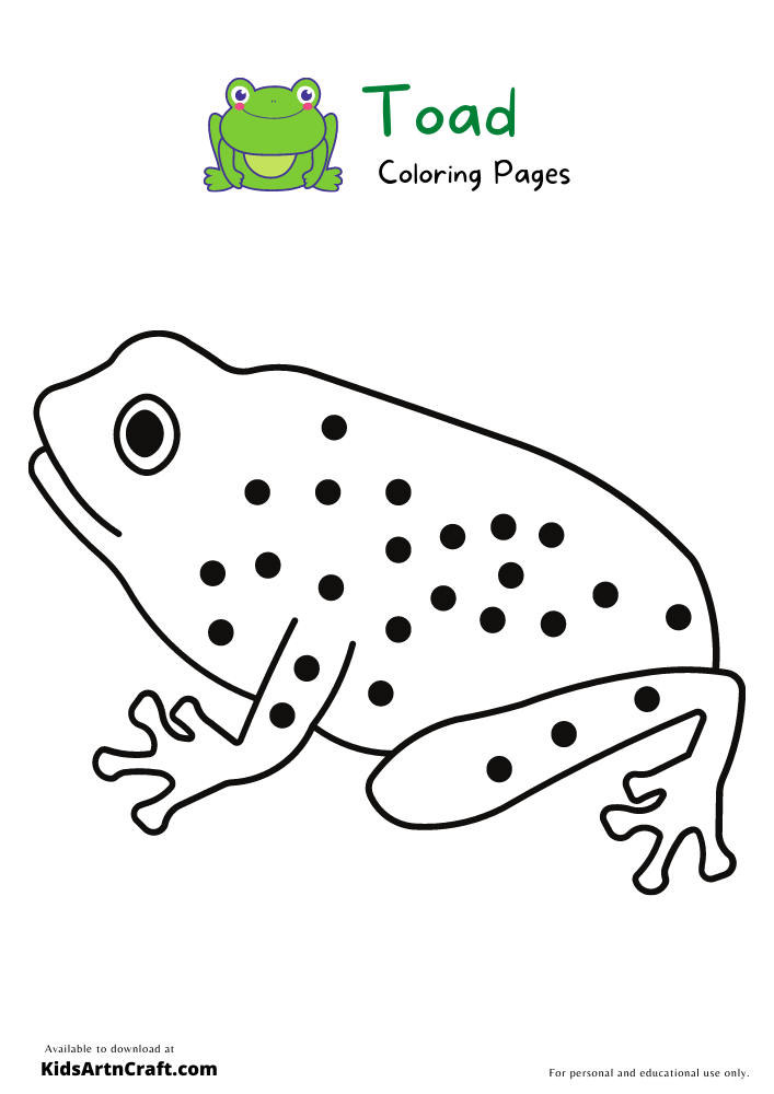 Toad Coloring Pages For Kids