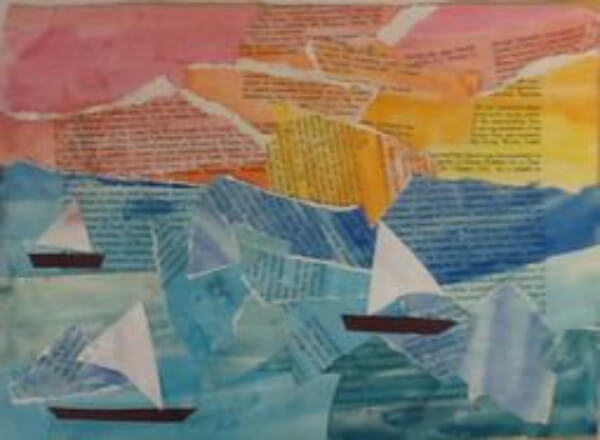 Torn Book Page Seascape Art Project For Classroom