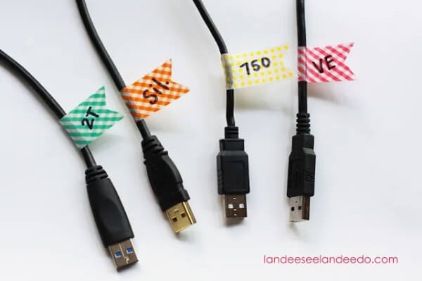  Washi Tape USB Cord Organization