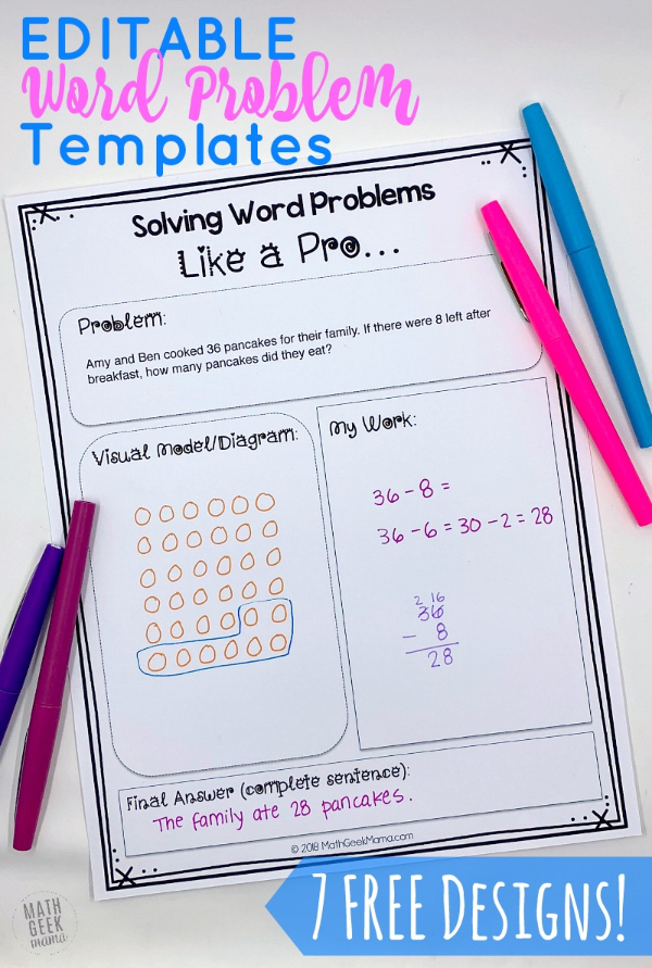 Word Problems Templates For 3rd Grade