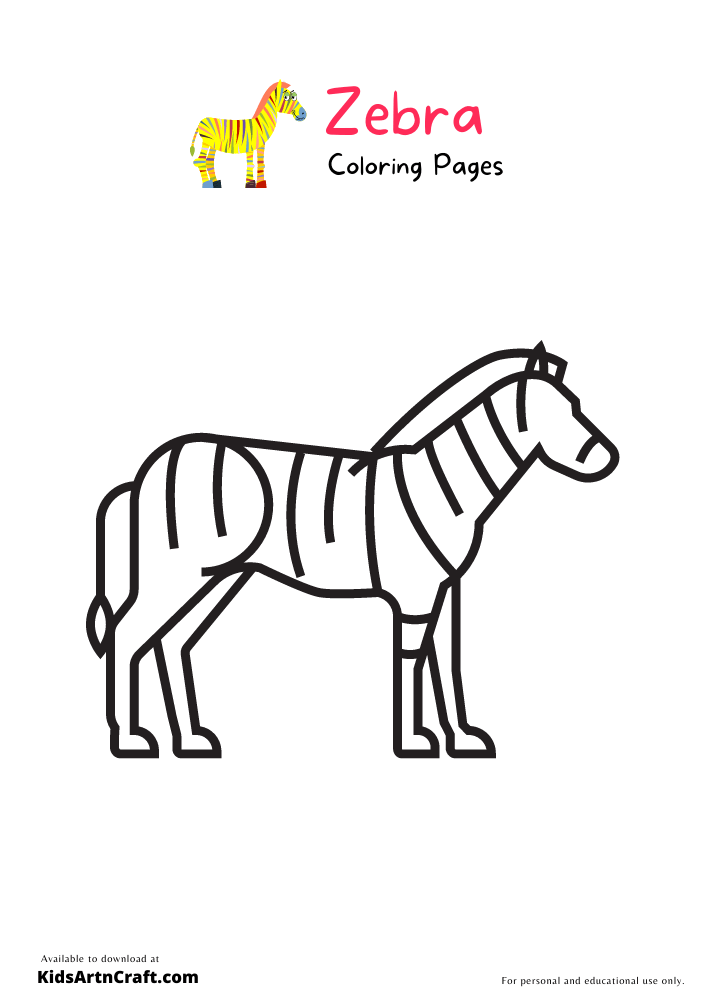 Zebra Coloring Pages for Kids - Free Printables