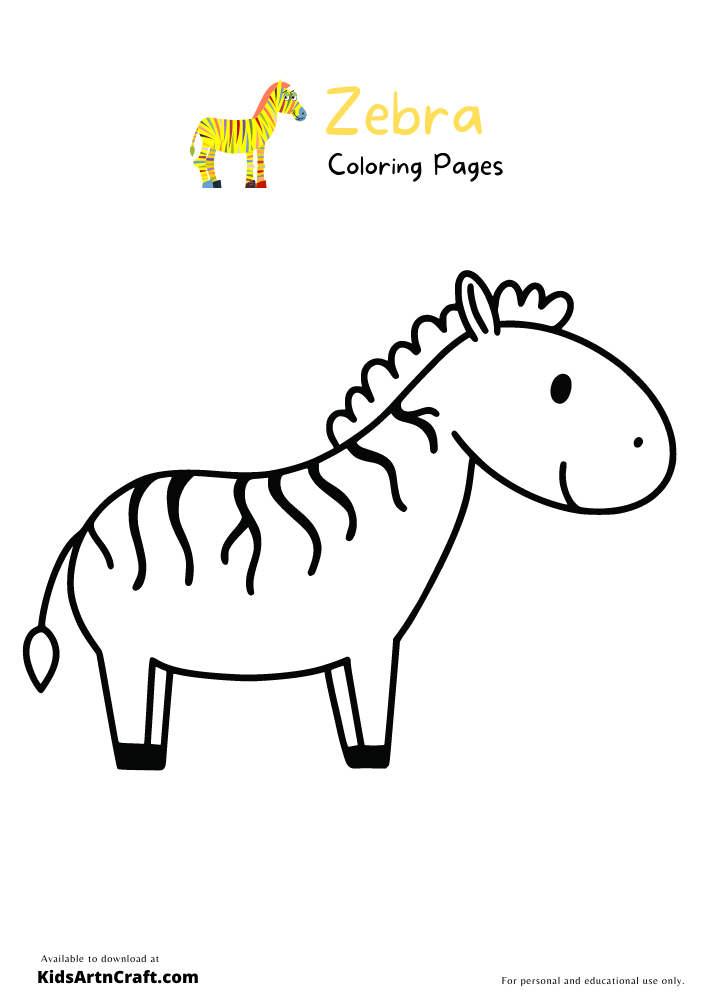 Zebra Coloring Pages for Kids - Free Printables