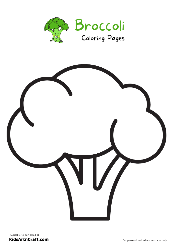 Broccoli Coloring Pages For Kids – Free Printables
