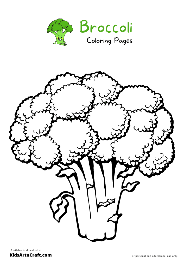 Broccoli Coloring Pages For Kids – Free Printables
