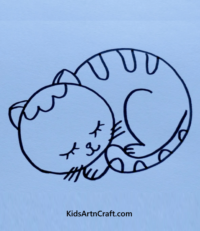 Easy Animal Drawings For Kids And Beginners A Sleeping Cat