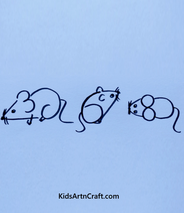 Easy Animal Drawings For Kids And Beginners Three Rats
