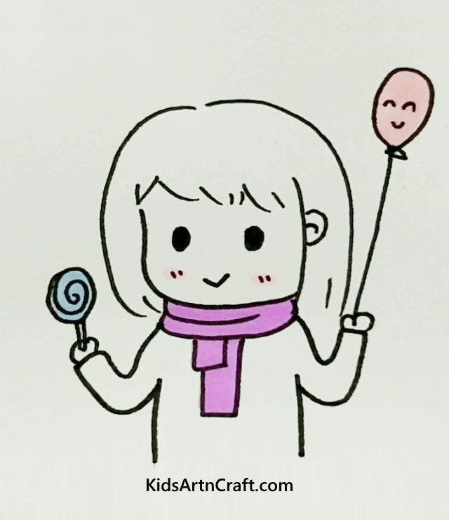 Cute Girl With Candy and Balloon