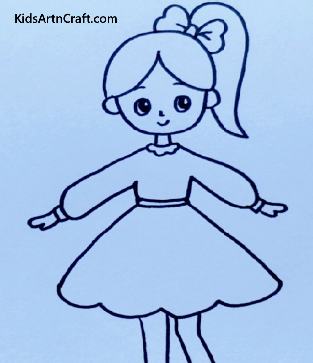 Girl in Different Role - Easy Drawings for Kids Cute Girl In Frock