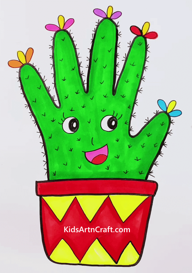 Easy Drawing Tricks And Ideas for Kids to Try The Hand Cactus