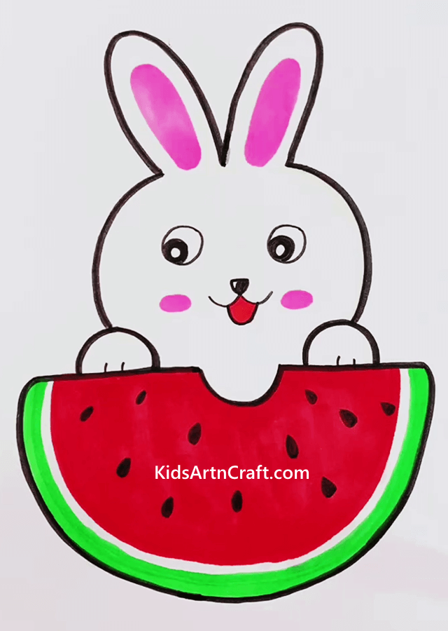 Super Easy & Cute Bunny Melon Drawing Ideas For Kindergartners