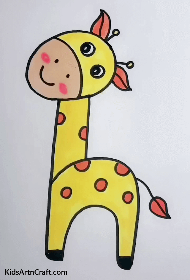 Easy Animal Drawings With colors For Kids Giraffe