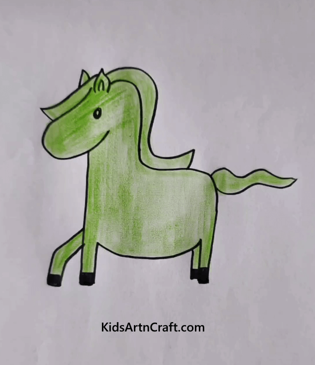 Kid's Drawing: Show Some Love To Animals Green Horse