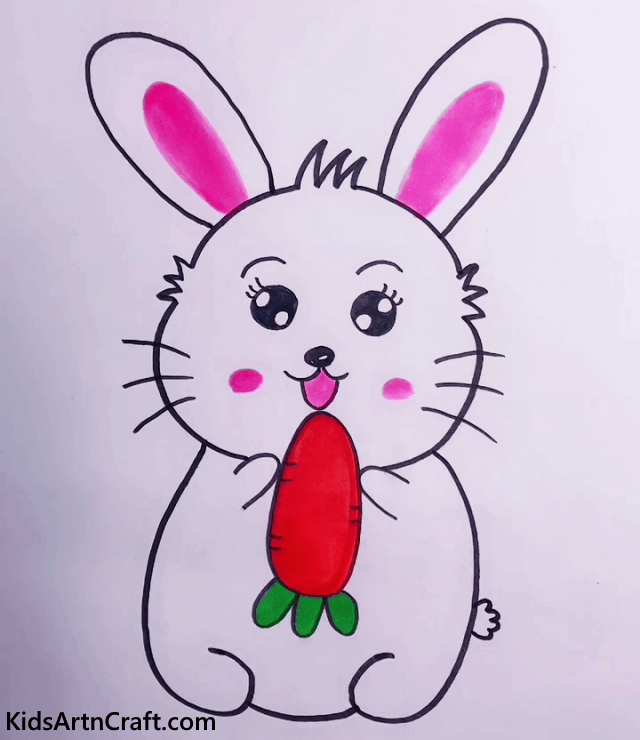 Easy Animal Drawings With colors For Kids Rabbit