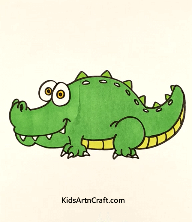 Easy & Cute Animal Drawing For Kids Funky Crocodile