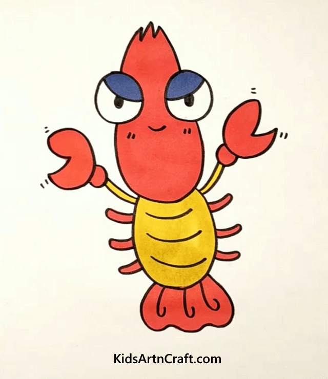 Easy & Cute Animal Drawing For Kids Cranky Lobster