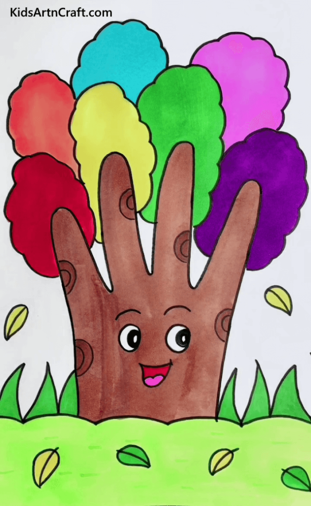 Handy Palm Drawing Ideas For Kids Colorful Tree Drawing
