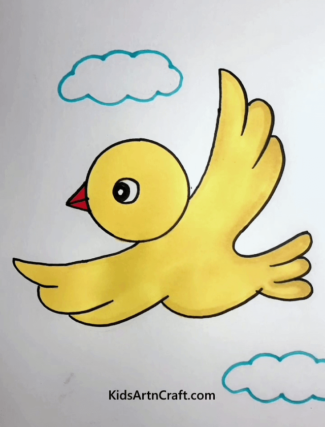 Easy Animal Drawings With colors For Kids Flying Bird