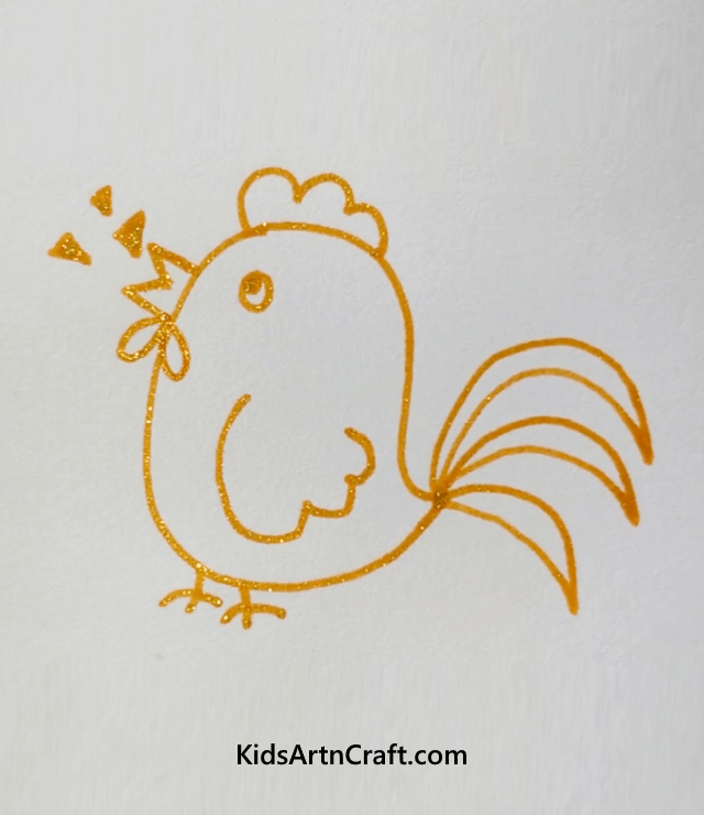 Creative Glitter Drawings for Kids to Make The Morning Cock