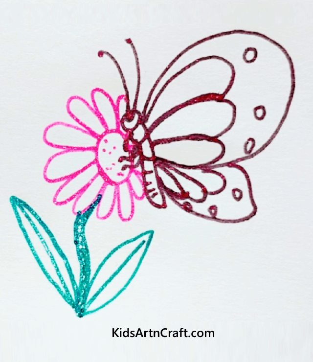 Creative Glitter Drawings for Kids to Make Sunflower & Butterfly
