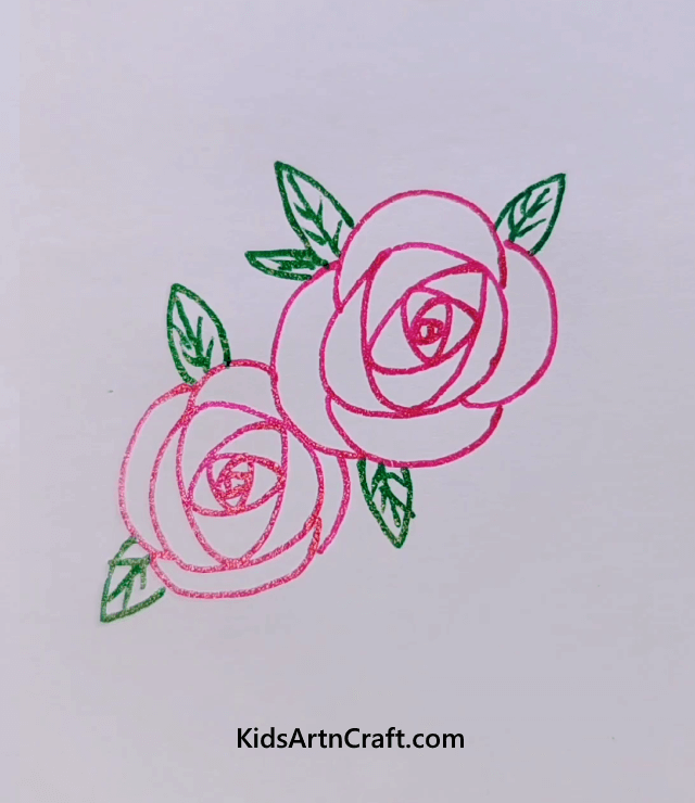 Easy Drawing Ideas Using Glitter Pens Beautiful Rose Flower