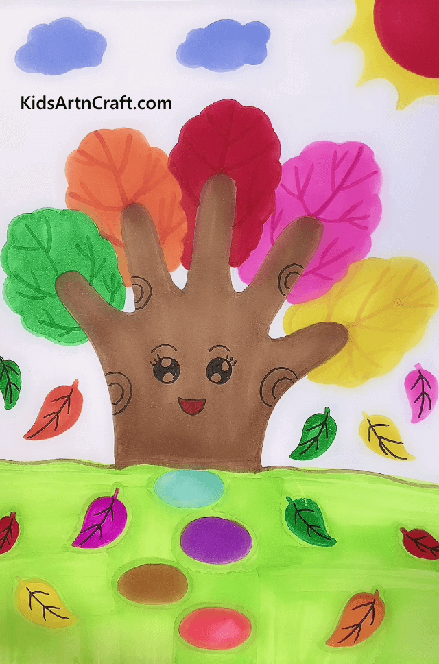  Hand Tree Autumn House Drawings For Kids
