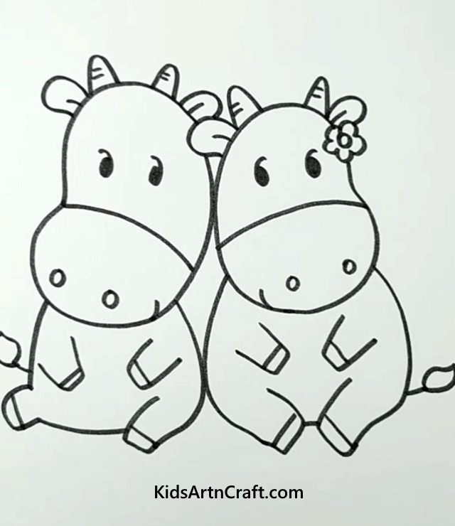 Best Friends Cows Drawing