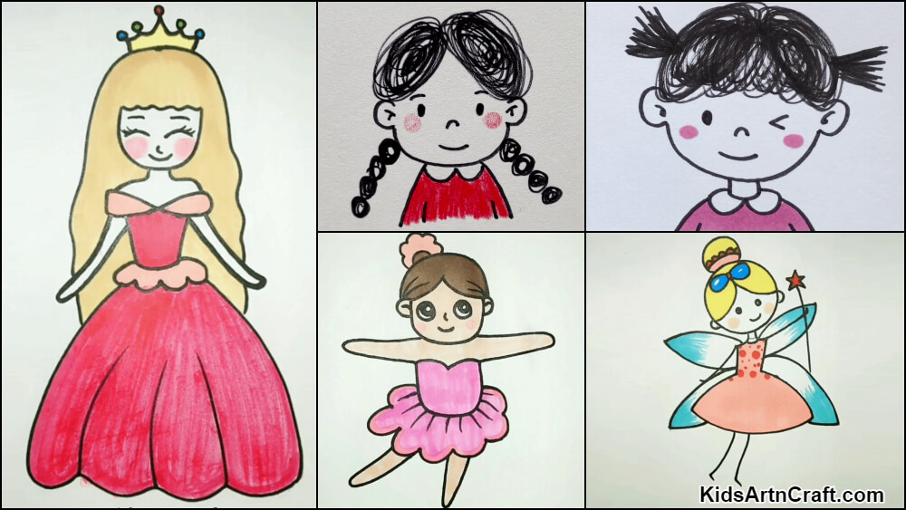 Learn to Make Cute Girl Drawings in Easy Steps - Kids Art & Craft