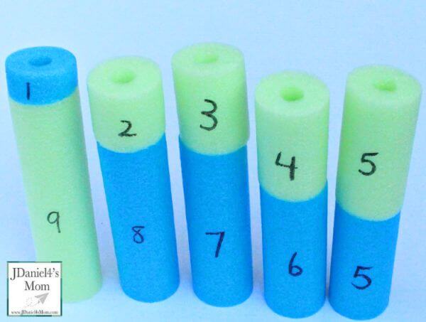 Adding Math Activity With Pool Noodle For Kids