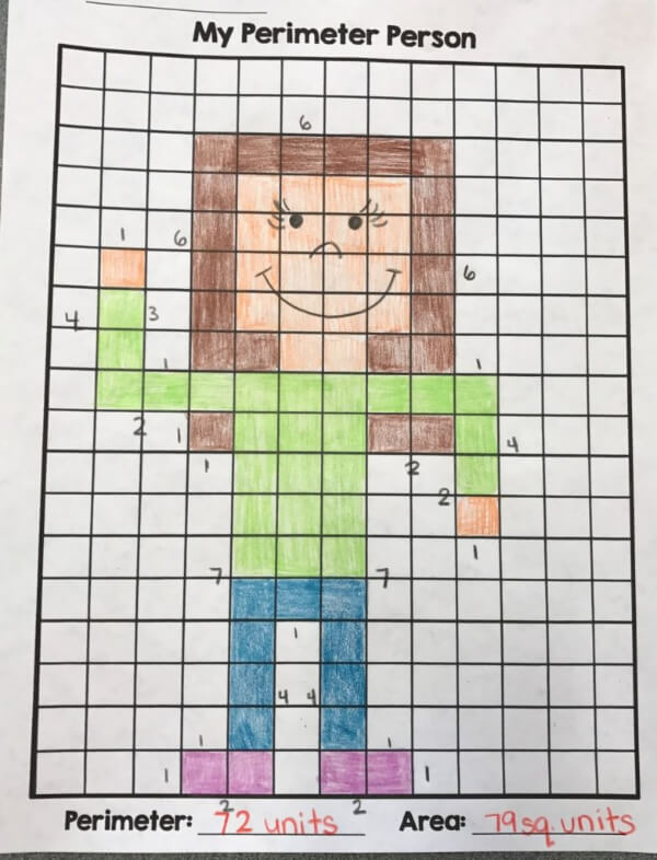 How To Teach Area And Perimeter With Activities Adorable Perimeter Person Art Activity For Kids