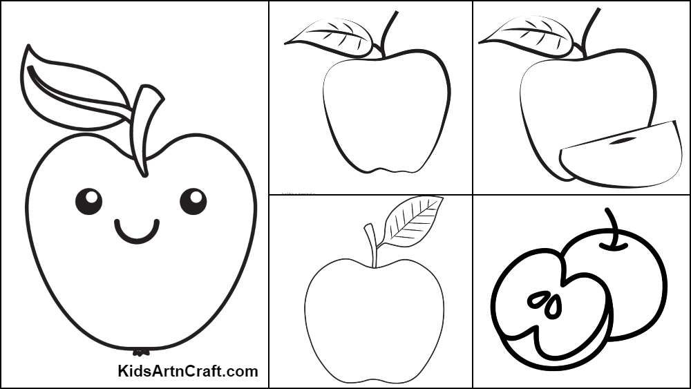 Easy Printable Apple Coloring Pages for Kids